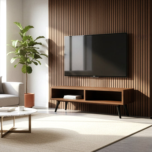 Akamu Scandinavian Style Modern Walnut Finish TV Stand