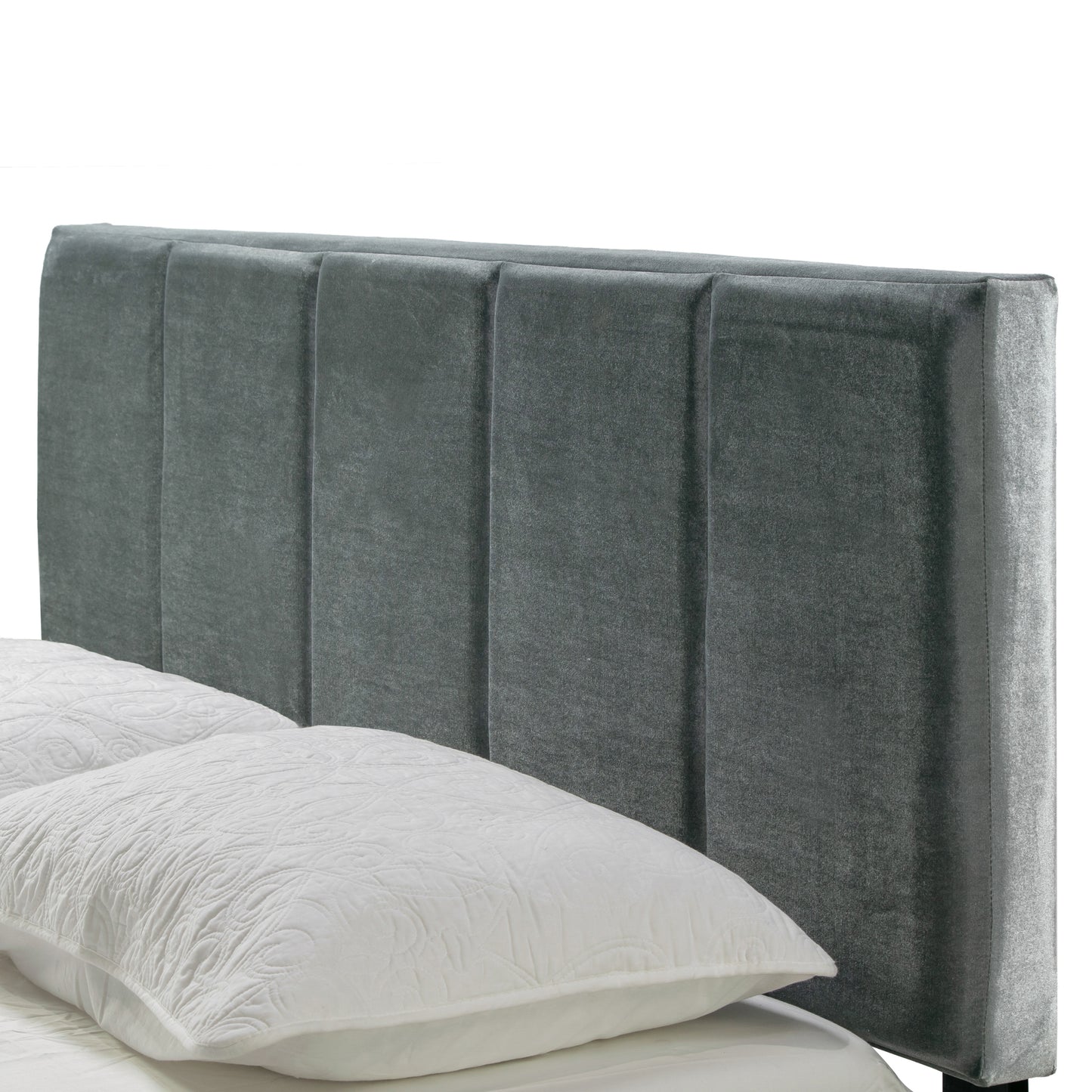 Arty Silver Gray Velvet Queen Bed with Line Stitch Tufting
