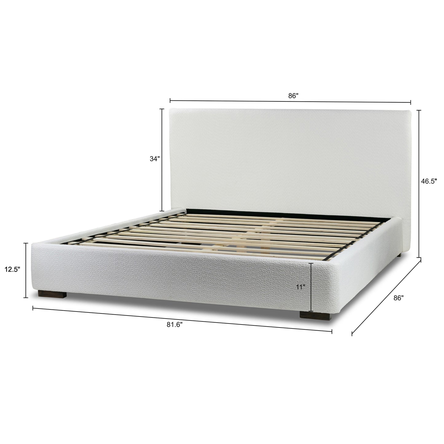 Bedwyr White Boucle Fabric Upholstered King Bed