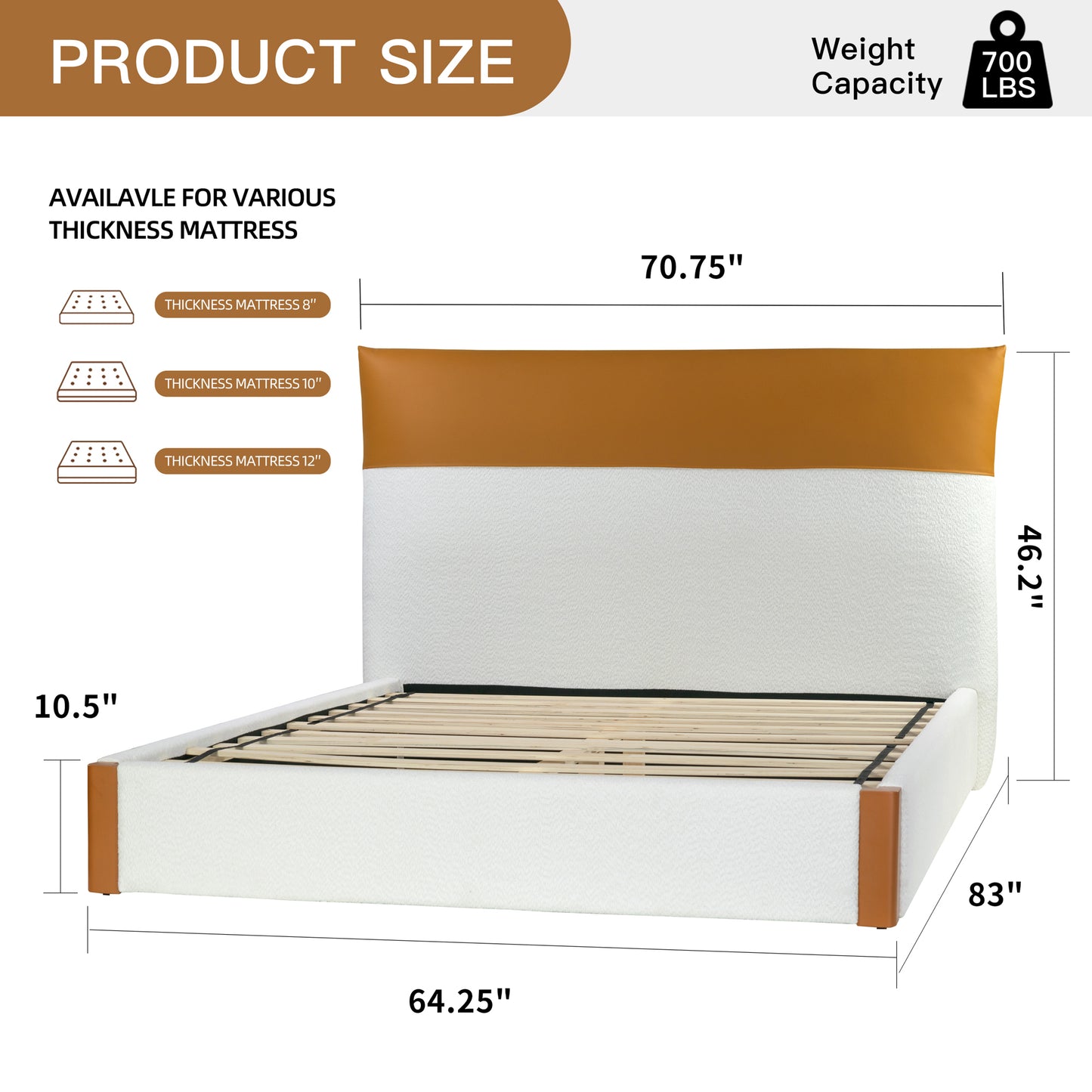 Brea Upholstered Queen Bed in Contrasting Colored Upholstery