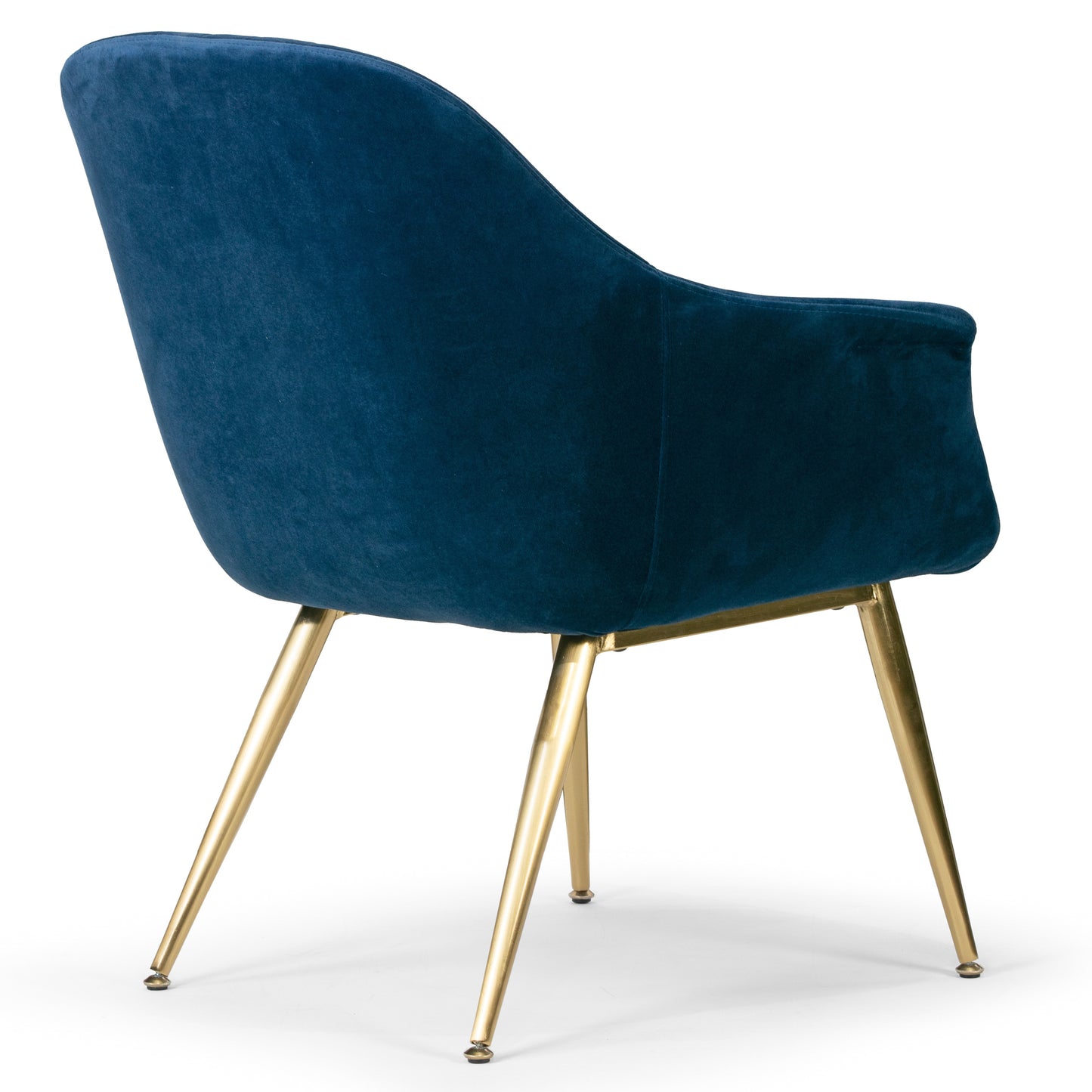 Angela Blue Velvet Accent Chair with Golden Metal Legs Stitching Accent