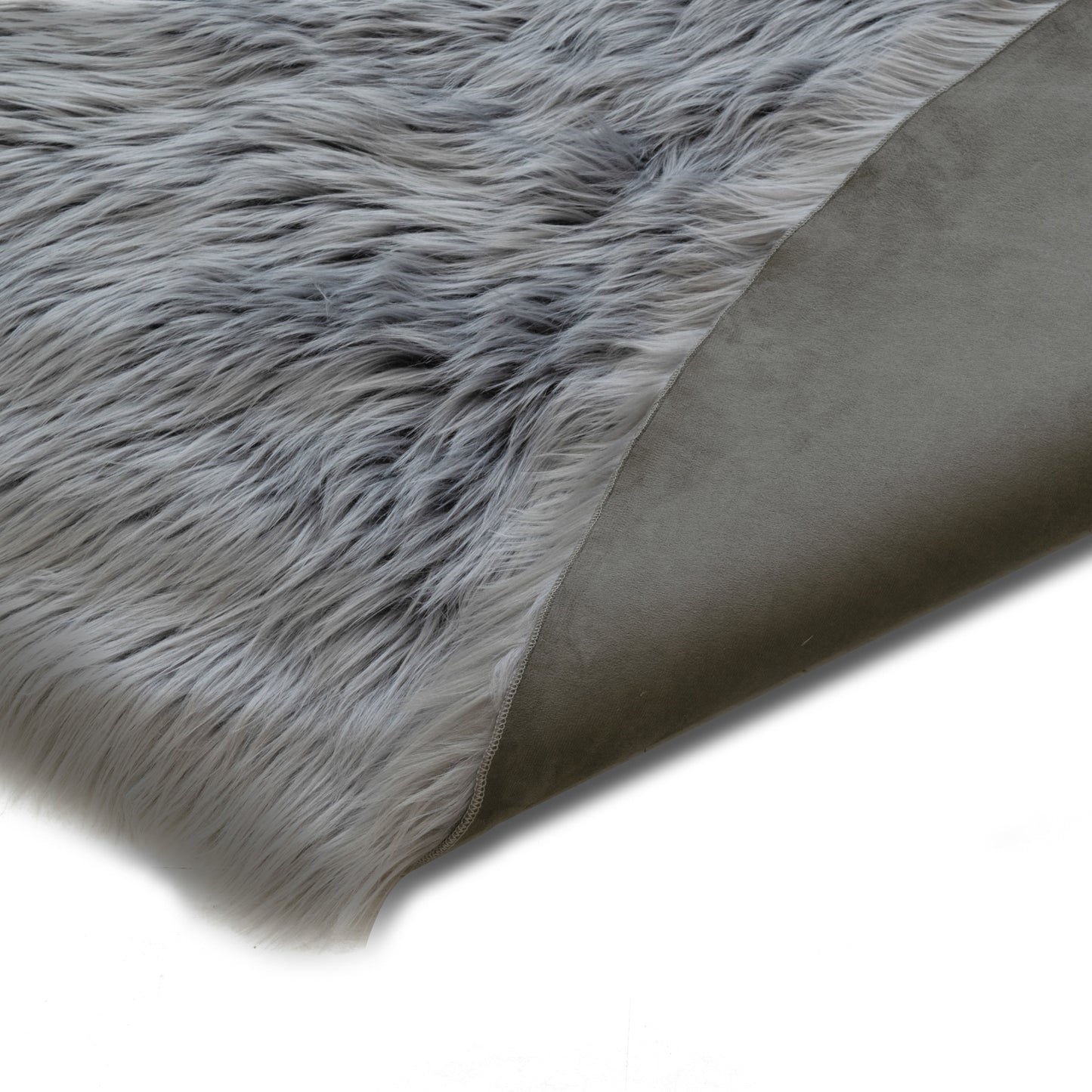 Alair Grey Round Faux Fur Area Rug 4 Foot Wide