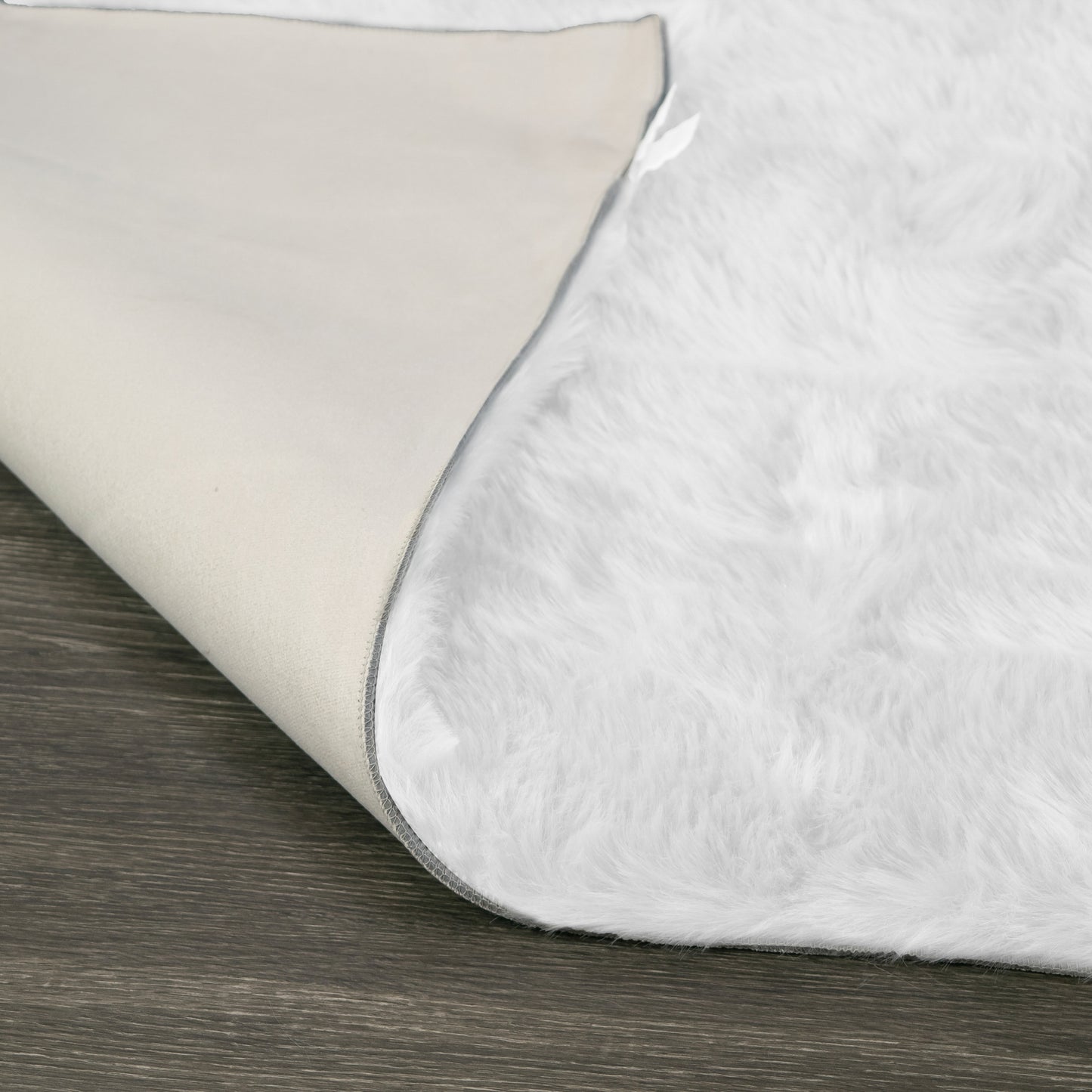 Auriel Faux Sheepskin Fur Area Rug White Rectangular 5x3