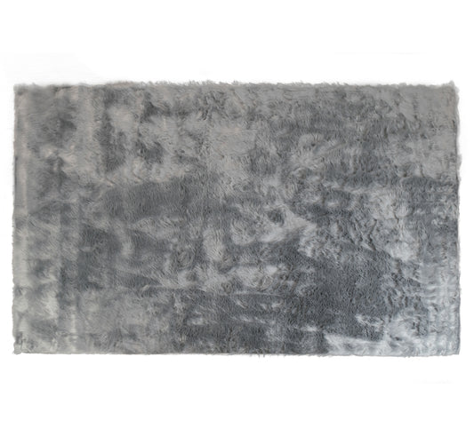 Auriel Faux Sheepskin Fur Area Rug Grey Rectangular 5x3