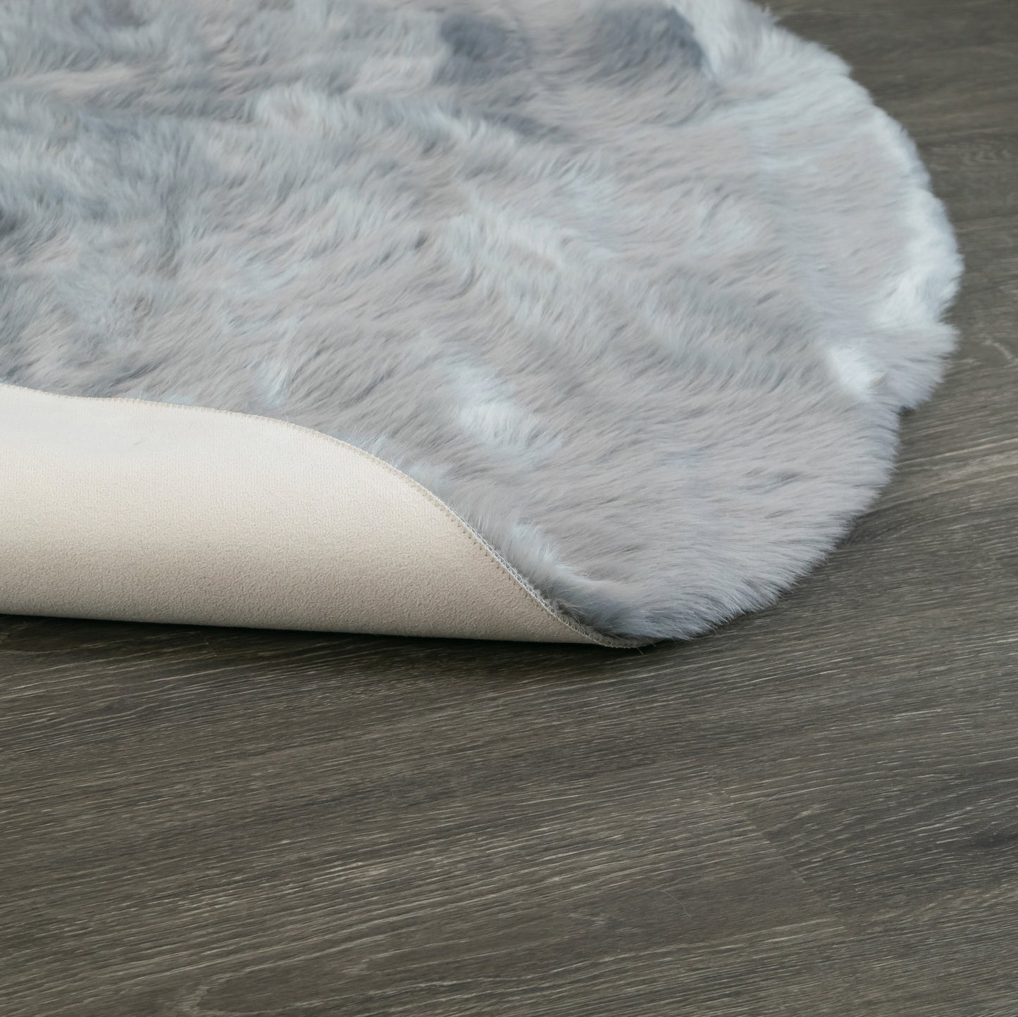 Aurora Grey Round Faux Fur Area Rug 5 Foot Wide