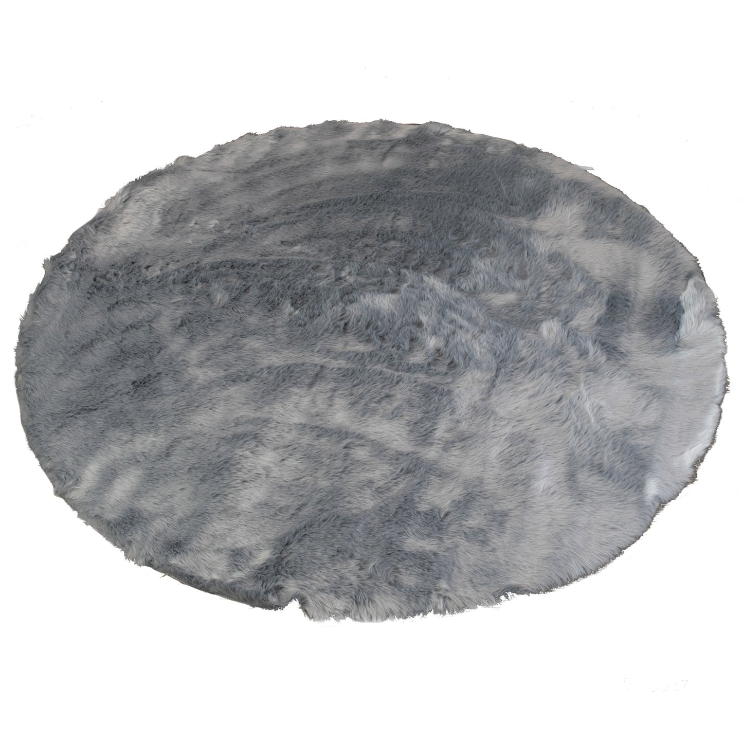 Aurora Grey Round Faux Fur Area Rug 5 Foot Wide