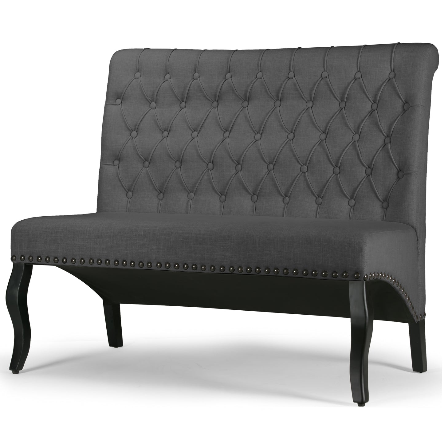 Alisa Grey Upholstered Settee Banquette Bench Loveseat with Button Tufting
