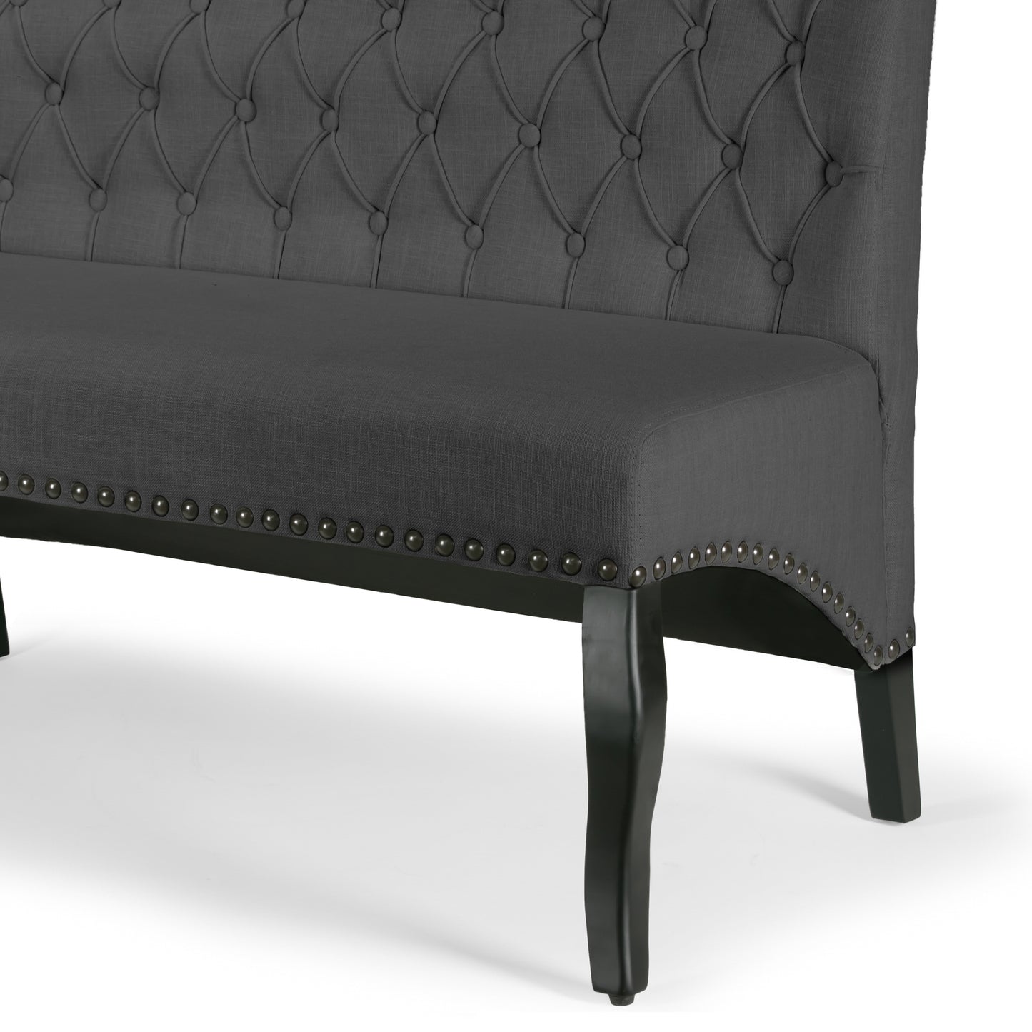 Alisa Grey Upholstered Settee Banquette Bench Loveseat with Button Tufting