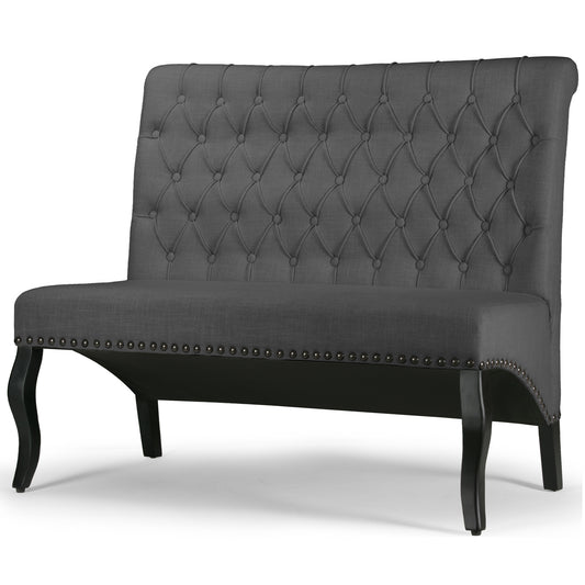 Alisa Grey Upholstered Settee Banquette Bench Loveseat with Button Tufting