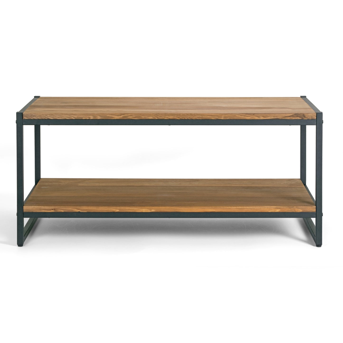 Ailis Brown Pine Wood Black Metal Frame Coffee Table