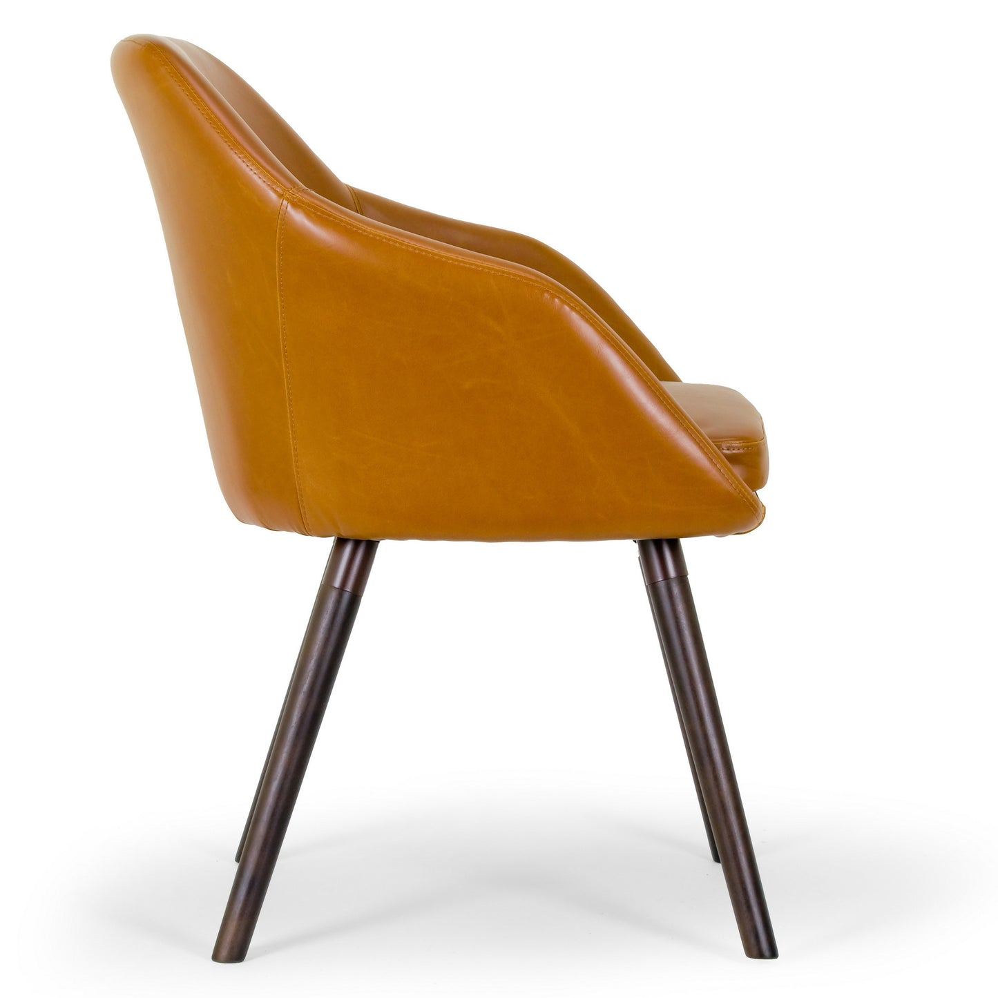 Set of 2 Adaya Cappuccino Faux Leather Arm Chair with Beech Legs