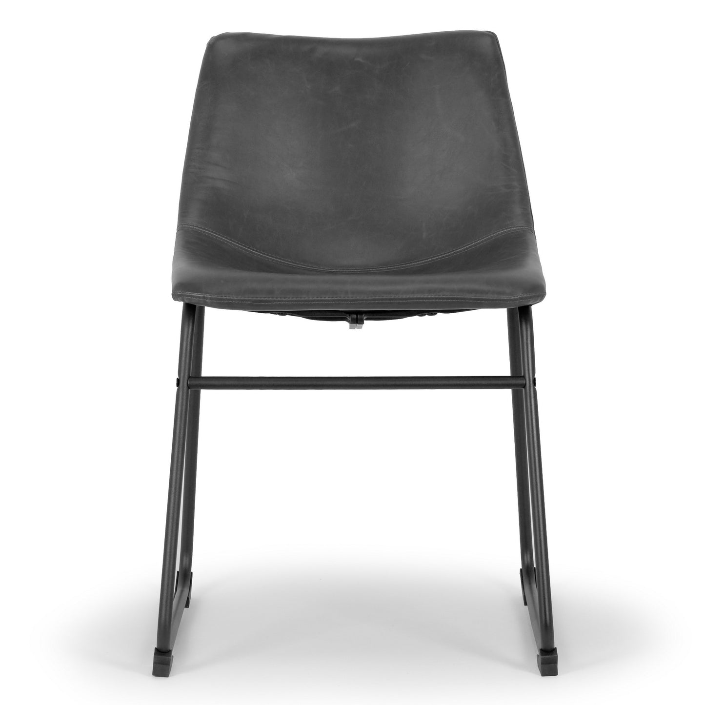 Set of 2 Adan Iron Frame Vintage Grey Faux Leather Dining Chair