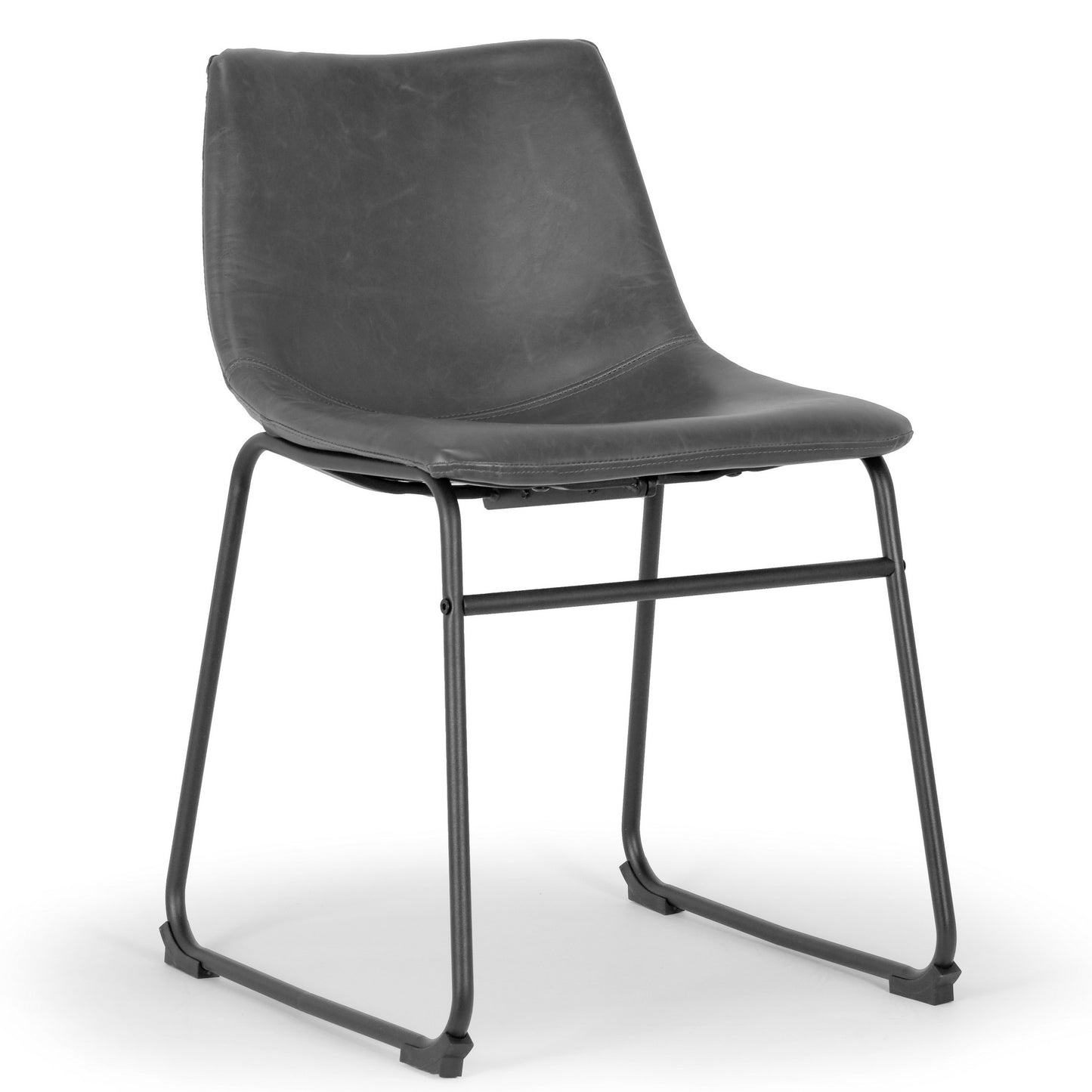 Set of 2 Adan Iron Frame Vintage Grey Faux Leather Dining Chair