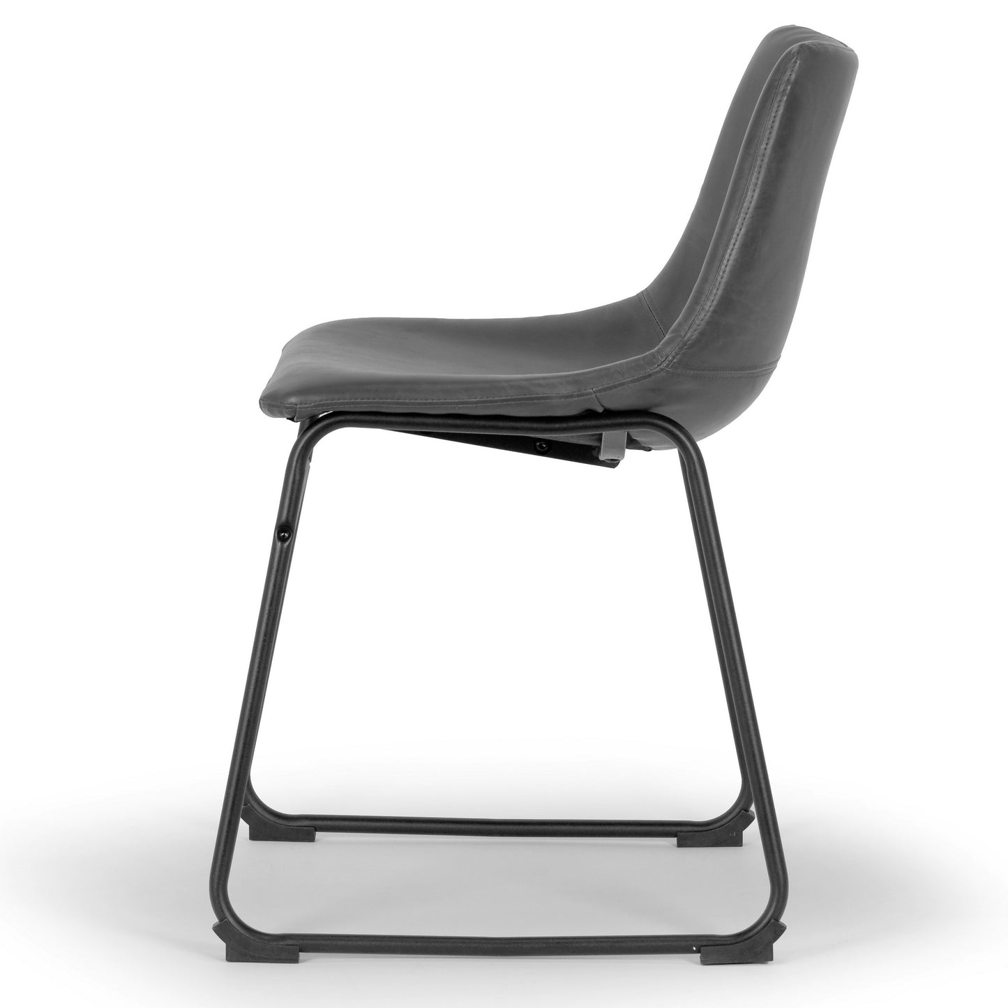 Set of 2 Adan Iron Frame Vintage Grey Faux Leather Dining Chair