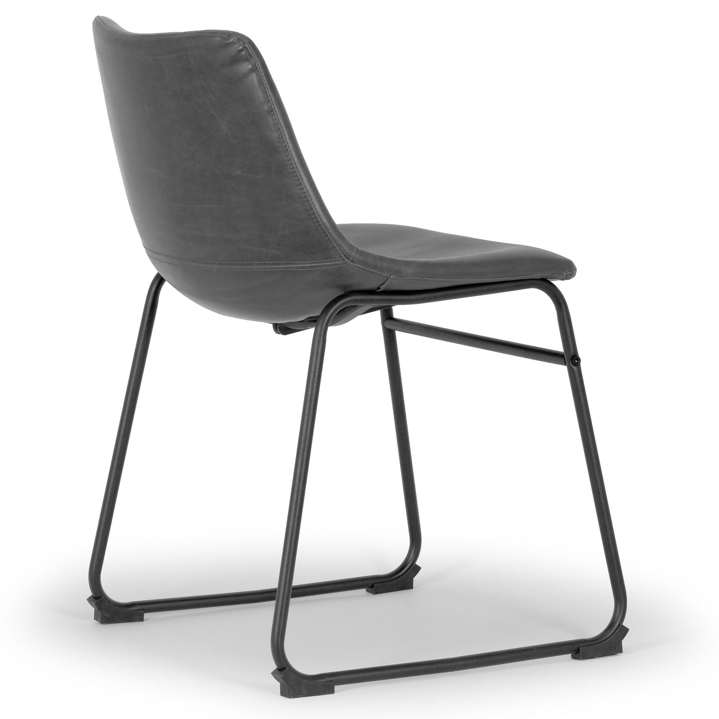Set of 2 Adan Iron Frame Vintage Grey Faux Leather Dining Chair