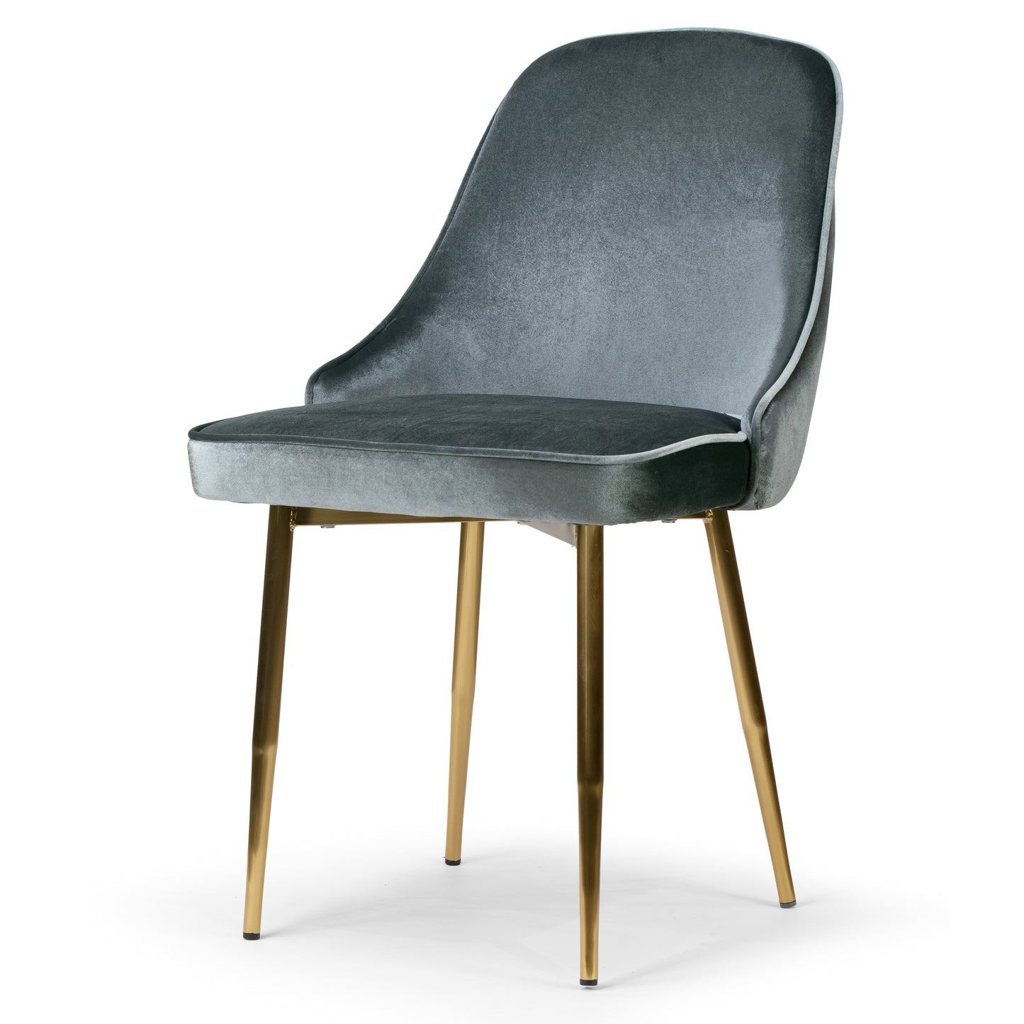 Set of 2 Alpha Grey Velvet Chair with Brushed Golden Steel Legs