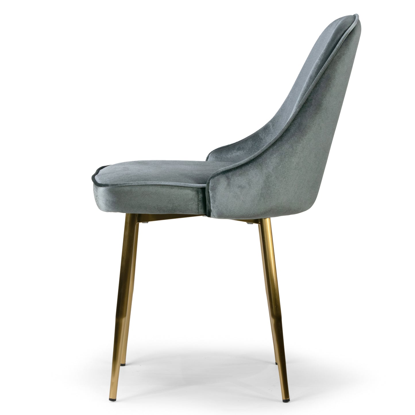 Set of 2 Alpha Grey Velvet Chair with Brushed Golden Steel Legs