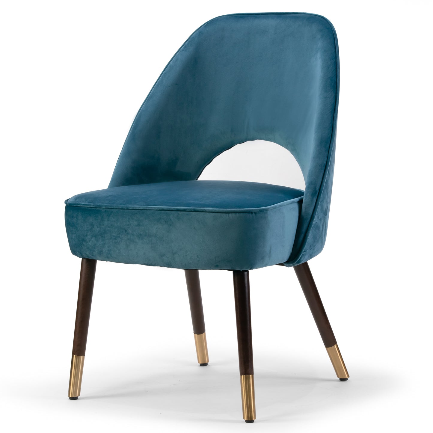 Set of 2 Amber Blue Velvet Modern Dining Chair with Beech Wood Legs
