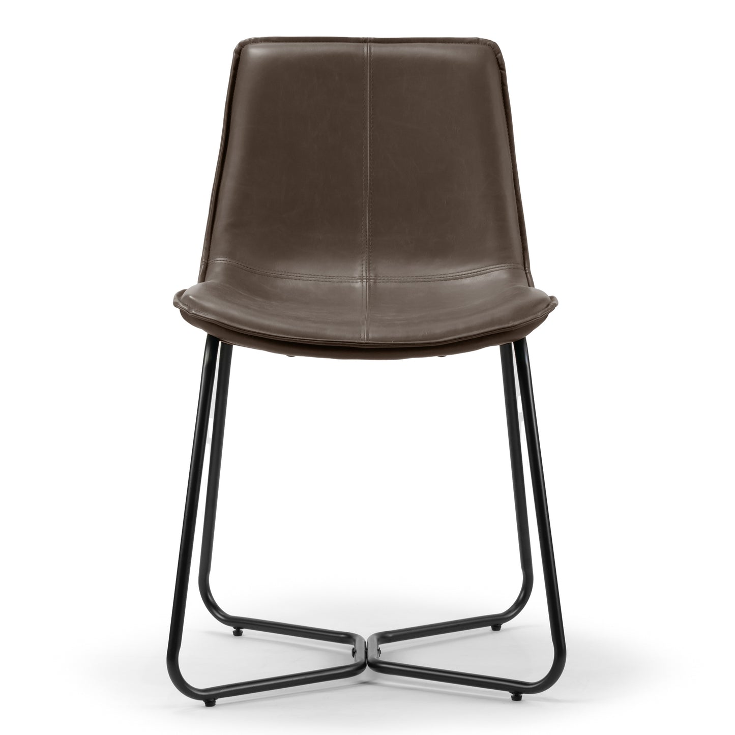 Set of 2 Amery Iron Frame Vintage Brown Faux Leather Dining Chair