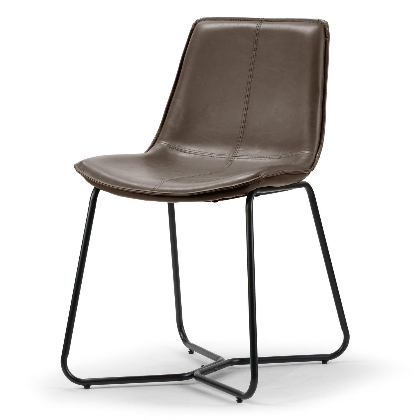 Set of 2 Amery Iron Frame Vintage Brown Faux Leather Dining Chair