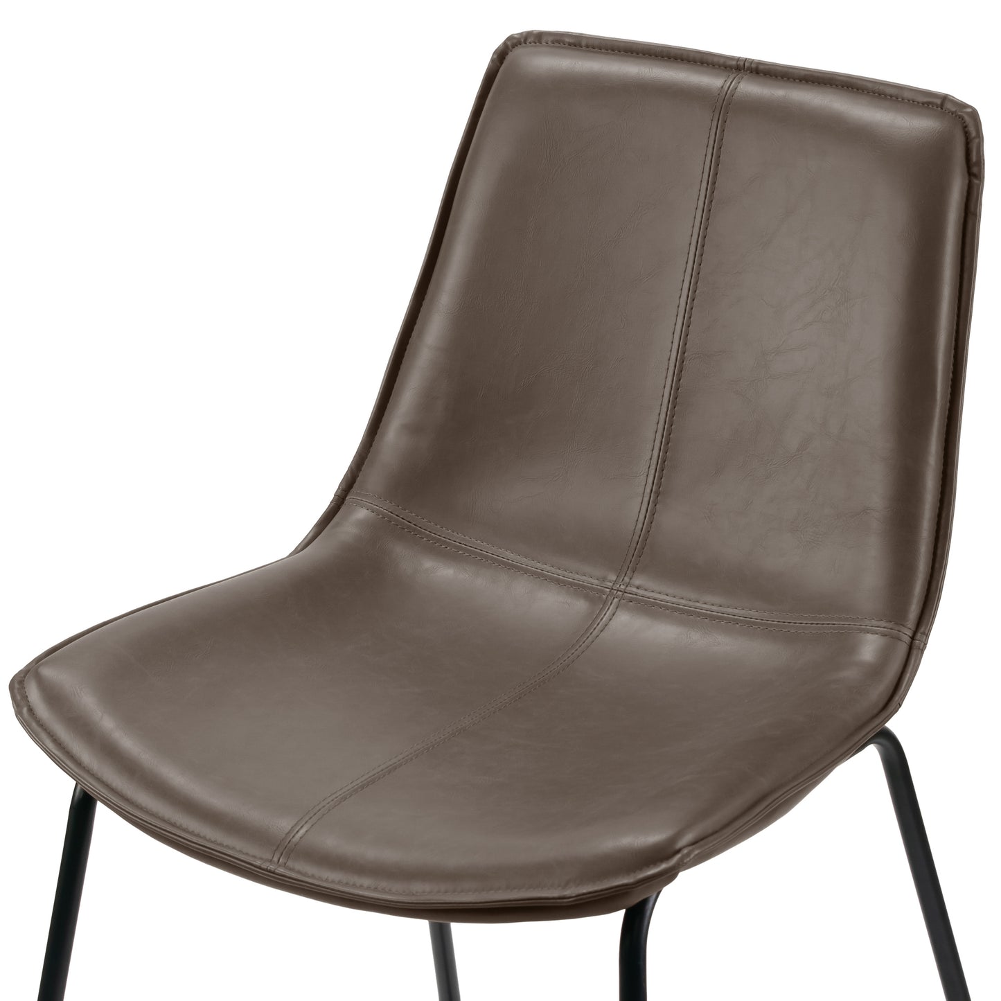 Set of 2 Amery Iron Frame Vintage Brown Faux Leather Dining Chair