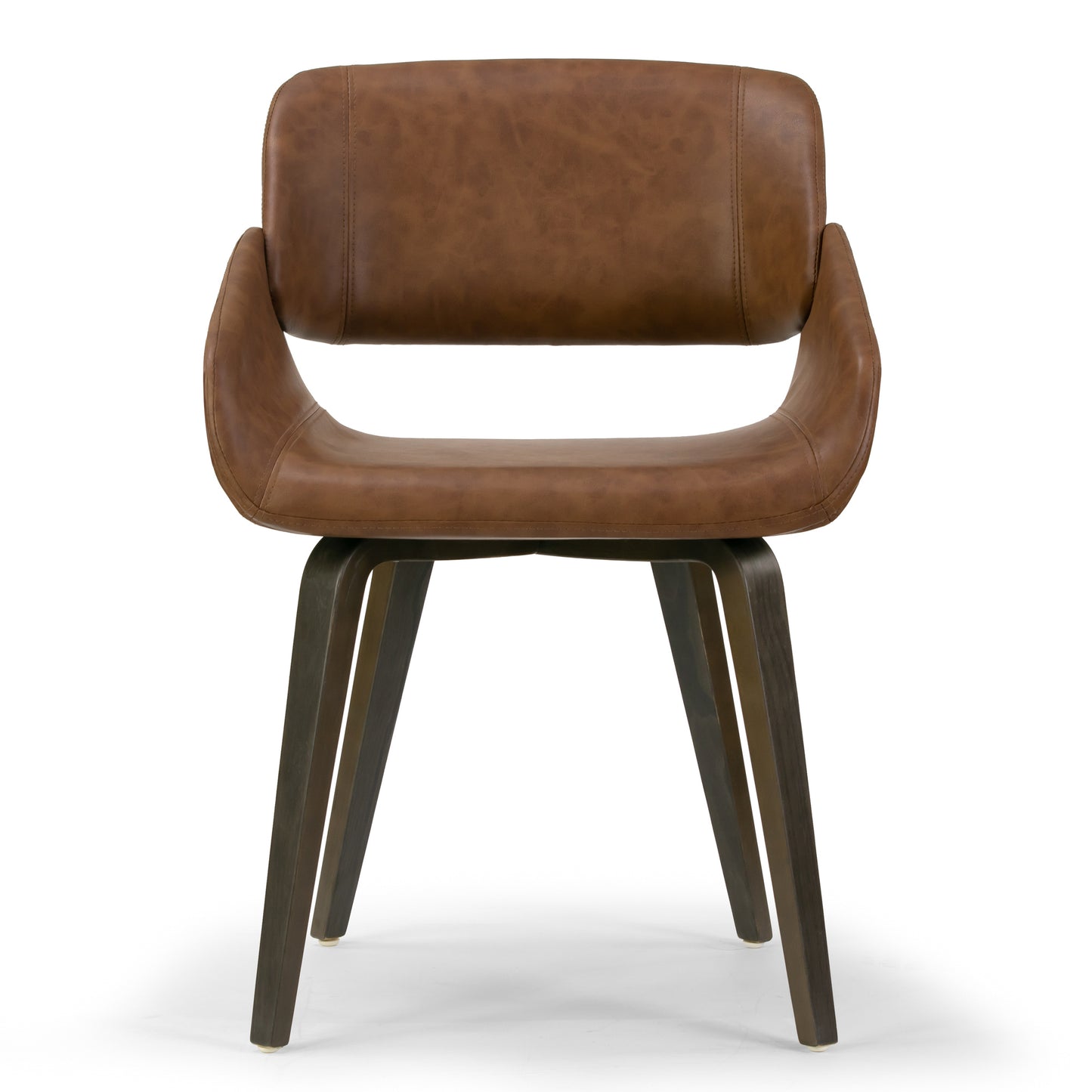 Amal Brown Upholstered Dining Chair with Grey Wood Accent and Bentwood Legs