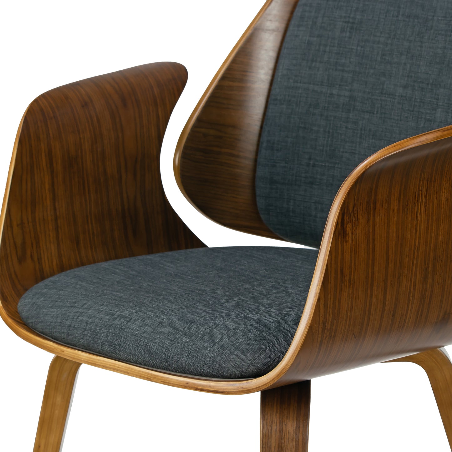 Amaya Walnut Finish Bentwood Dining Chair with Charcoal Fabric Upholstery