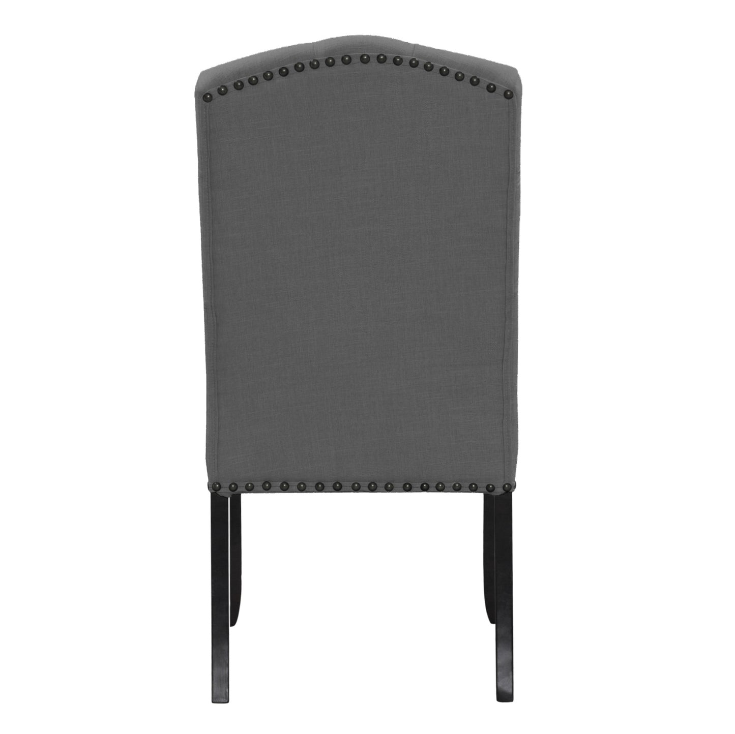 Set of 2 Aleeya Grey Fabric Dining Chair with Tufted Buttons and Nail Head Accent