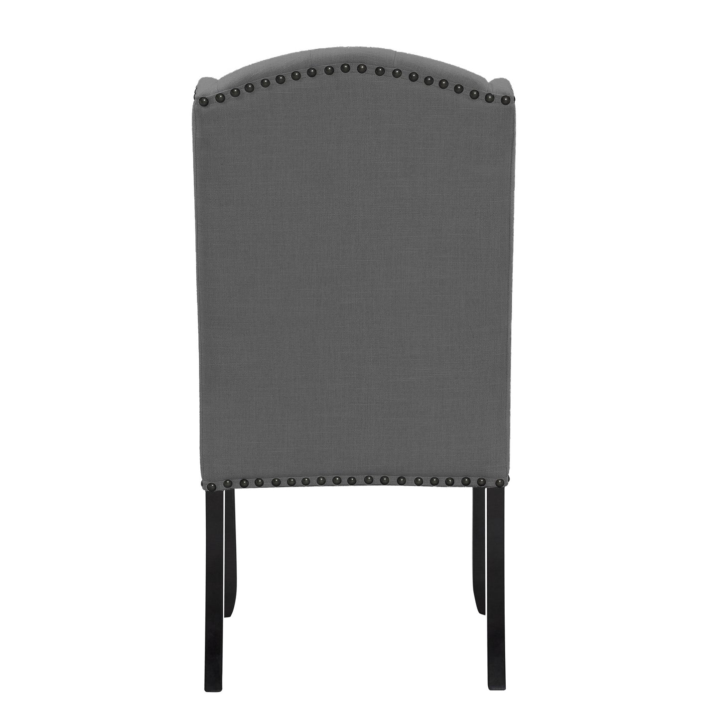 Set of 2 Alen Grey Fabric Dining Chair Wing Chair with Tufted Buttons and Nail Heads