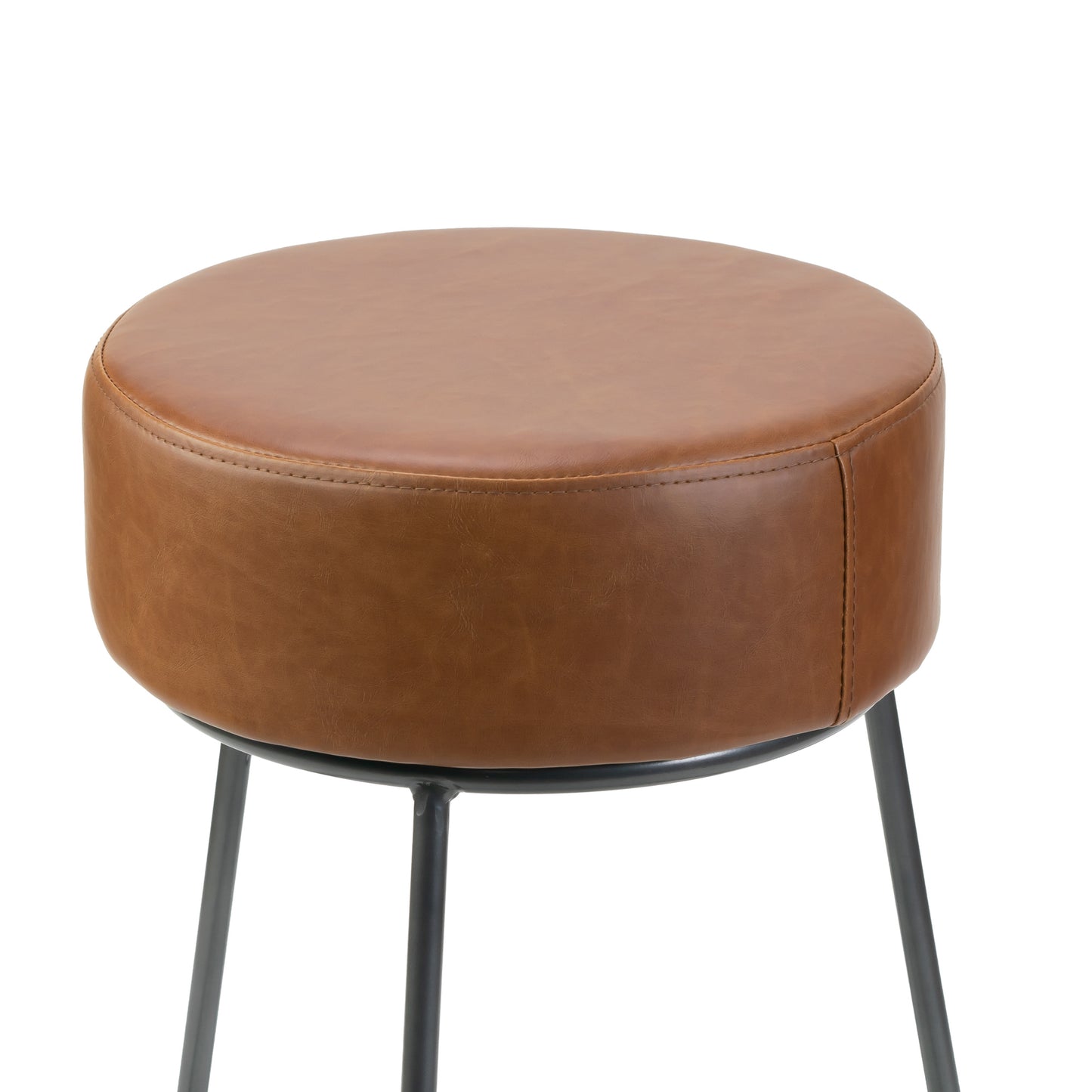 Set of 2 Amie Brown Backless Dining Chair with Gunmetal Grey Frame