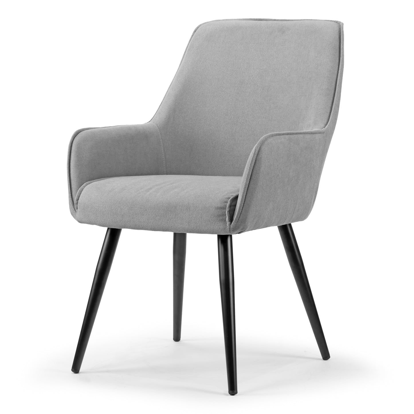 Set of 2 Amir Grey Dining Chair with Black Metal Legs and Square Arms