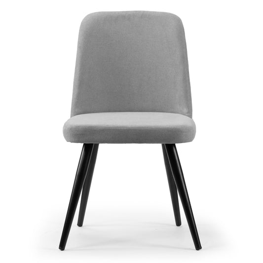 Set of 2 Amira Grey Dining Chair with Black Metal Legs
