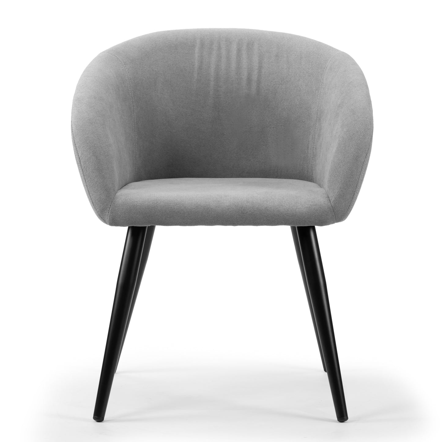 Set of 2 Amma Grey Fabric Arm Chair with Black Metal Legs