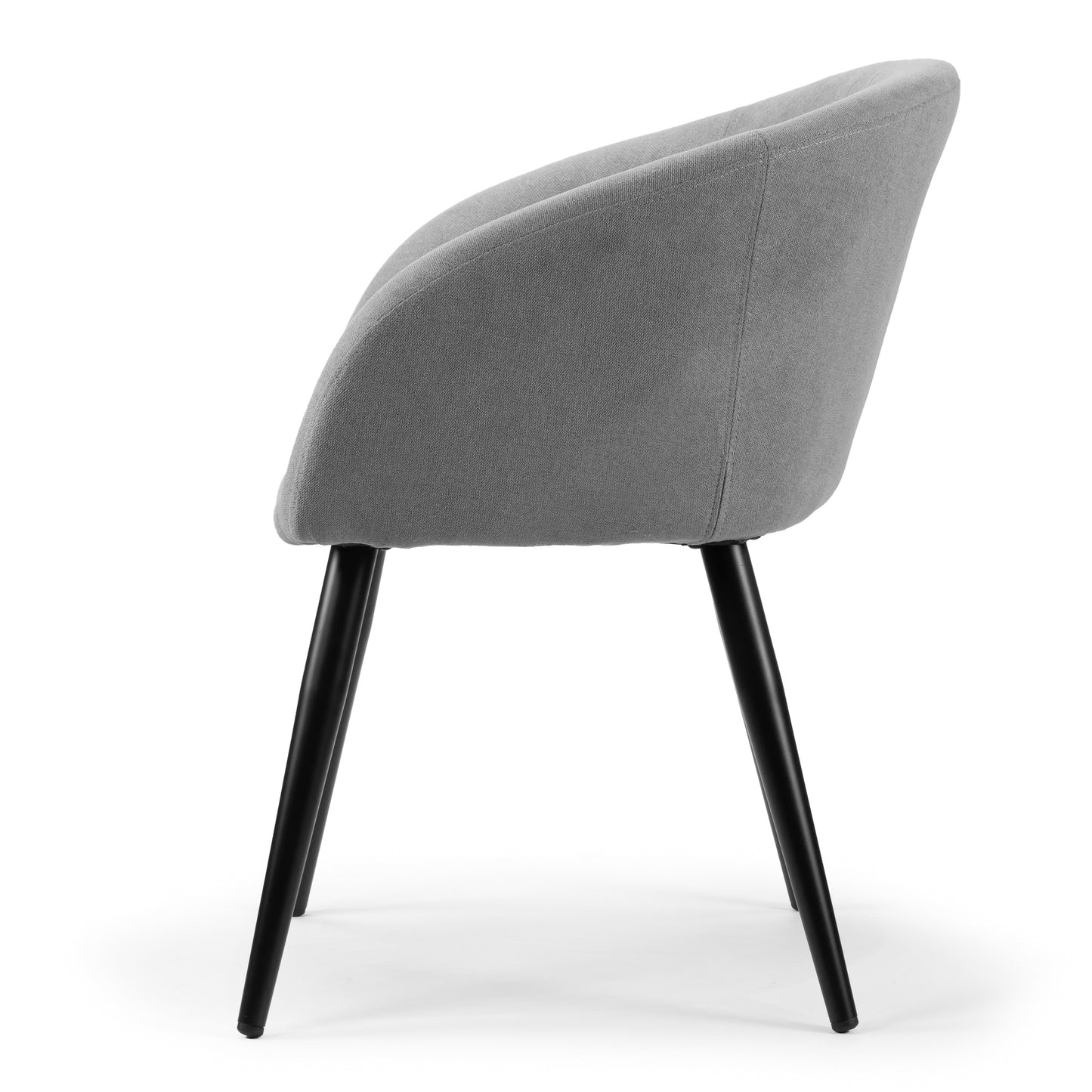 Set of 2 Amma Grey Fabric Arm Chair with Black Metal Legs