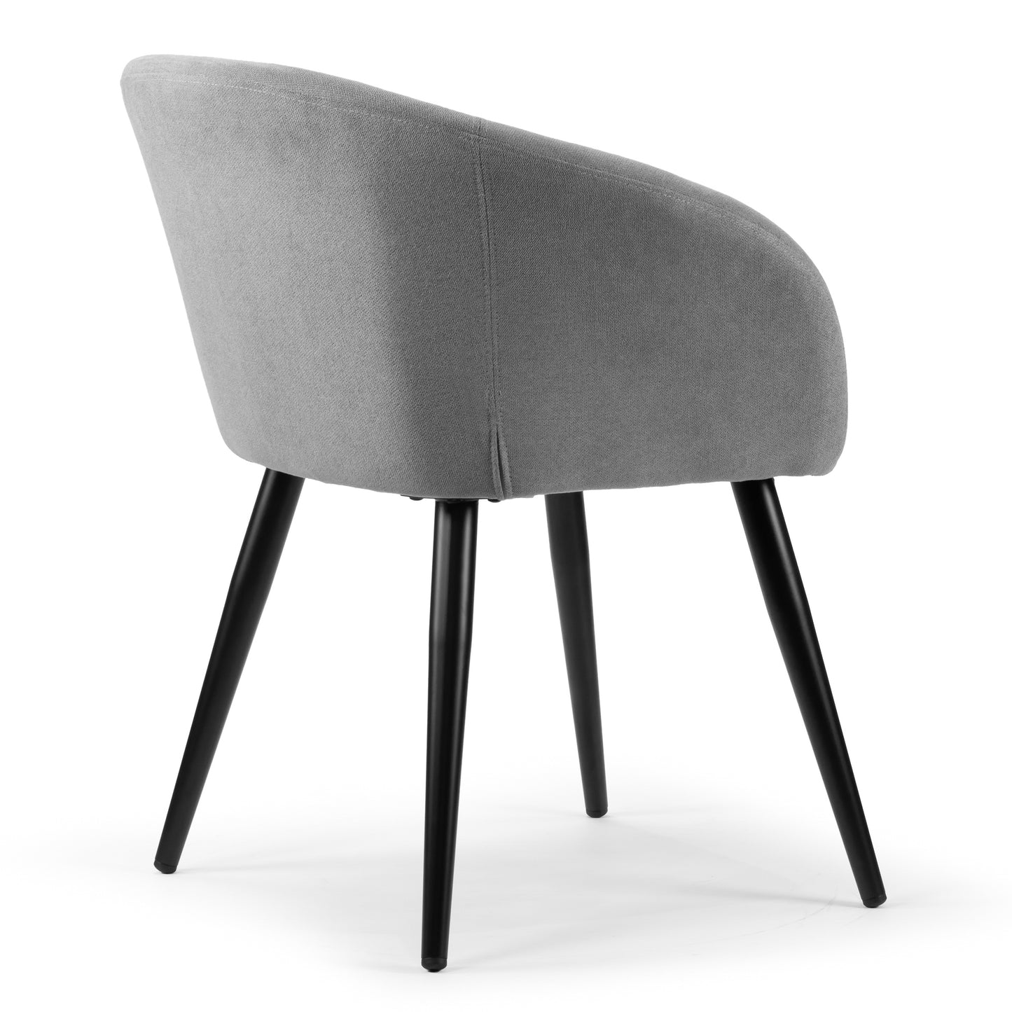 Set of 2 Amma Grey Fabric Arm Chair with Black Metal Legs