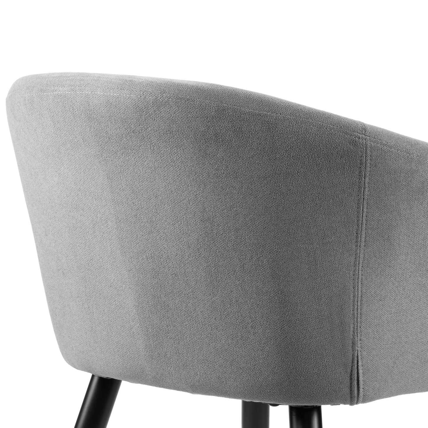 Set of 2 Amma Grey Fabric Arm Chair with Black Metal Legs
