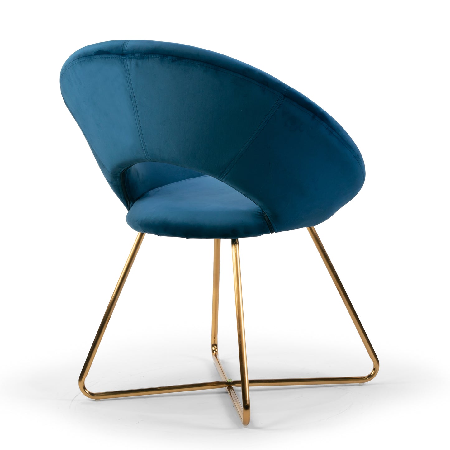 Set of 2 Amor Blue Velvet Dining Chair with Golden Metal Legs