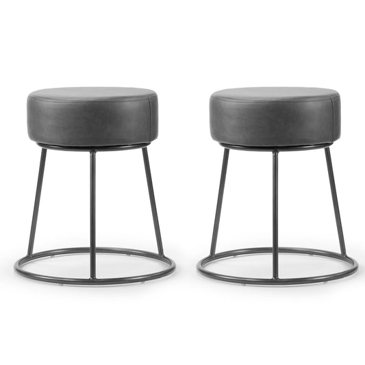 Set of 2 Amie Grey Backless Dining Chair with Gunmetal Grey Frame