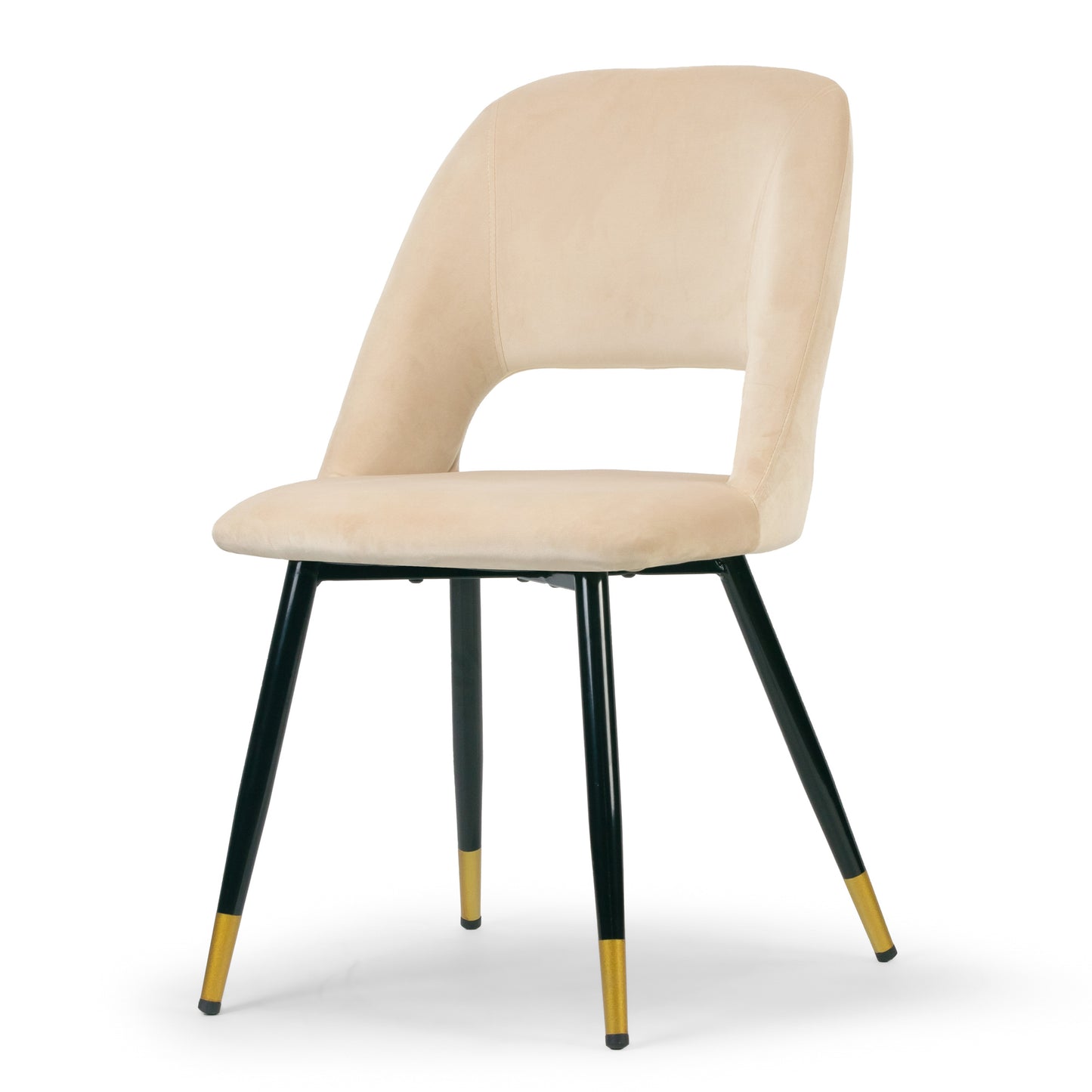 Set of 2 Ania Beige Velvet Dining Chair with Golden Accented Metal Legs