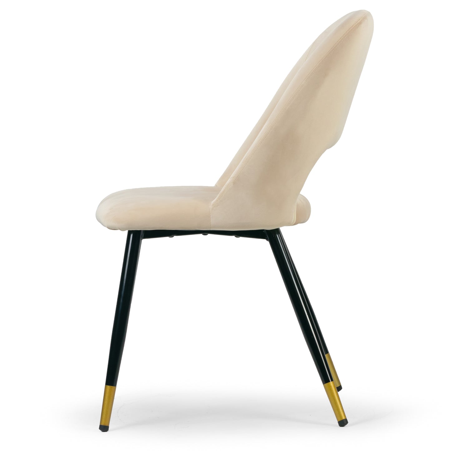 Set of 2 Ania Beige Velvet Dining Chair with Golden Accented Metal Legs