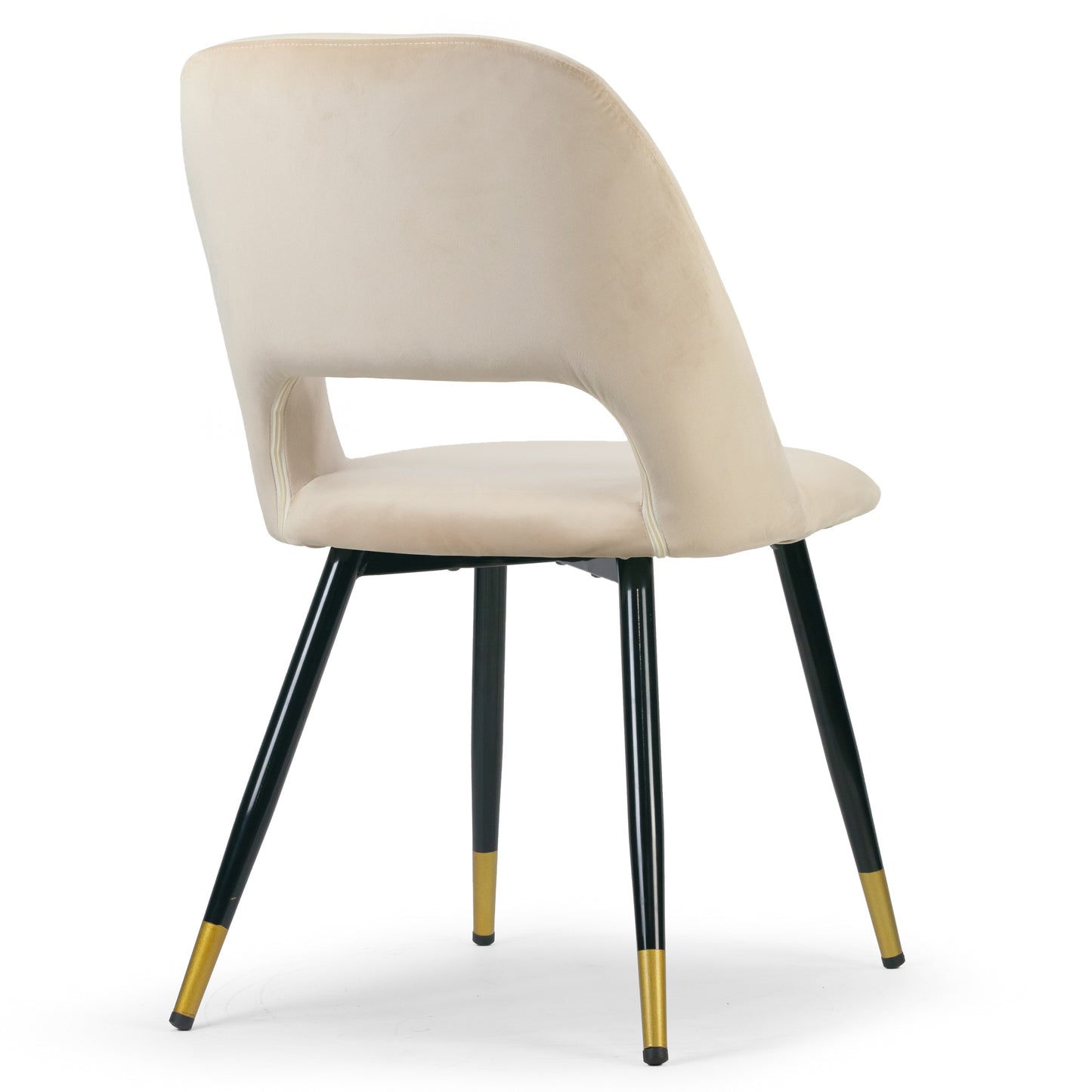 Set of 2 Ania Beige Velvet Dining Chair with Golden Accented Metal Legs