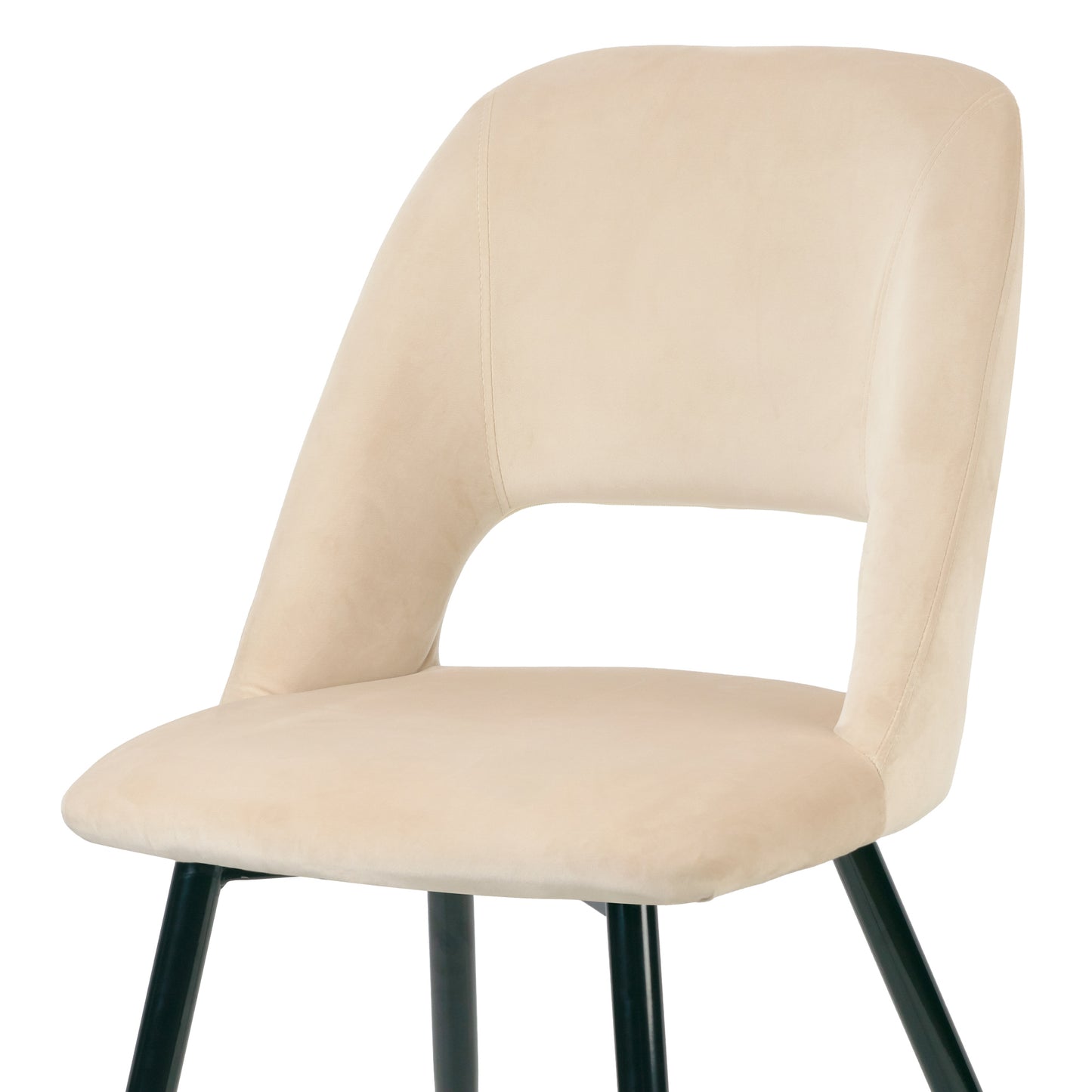 Set of 2 Ania Beige Velvet Dining Chair with Golden Accented Metal Legs