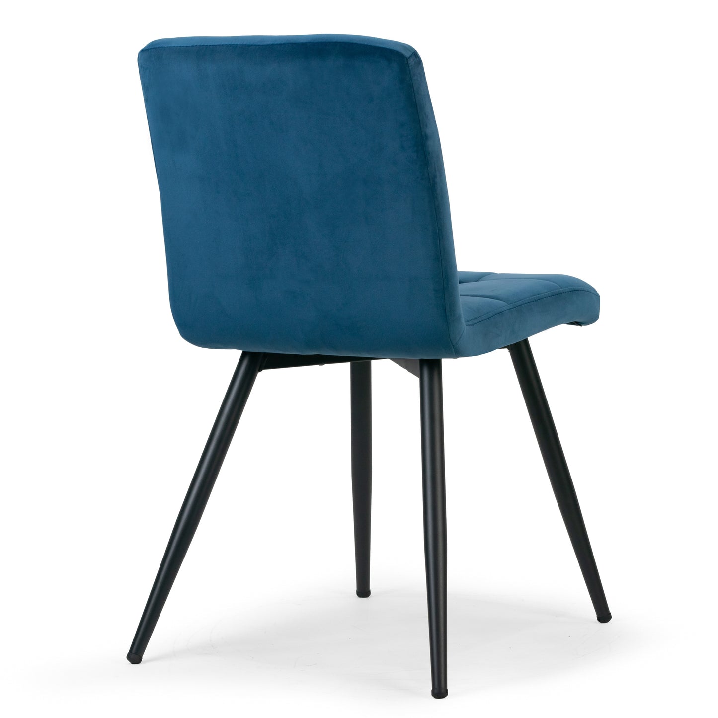Set of 2 Anika Blue Velvet Dining Chair with Stitching and Black Metal Legs