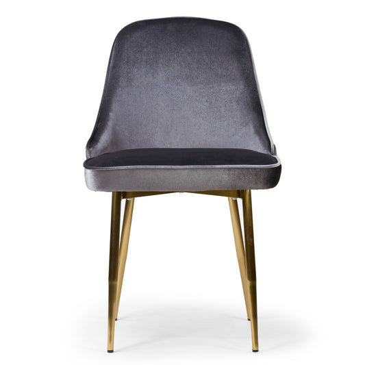 Set of 2 Alpha Sandy Brown Velvet Chair with Brushed Golden Steel Legs