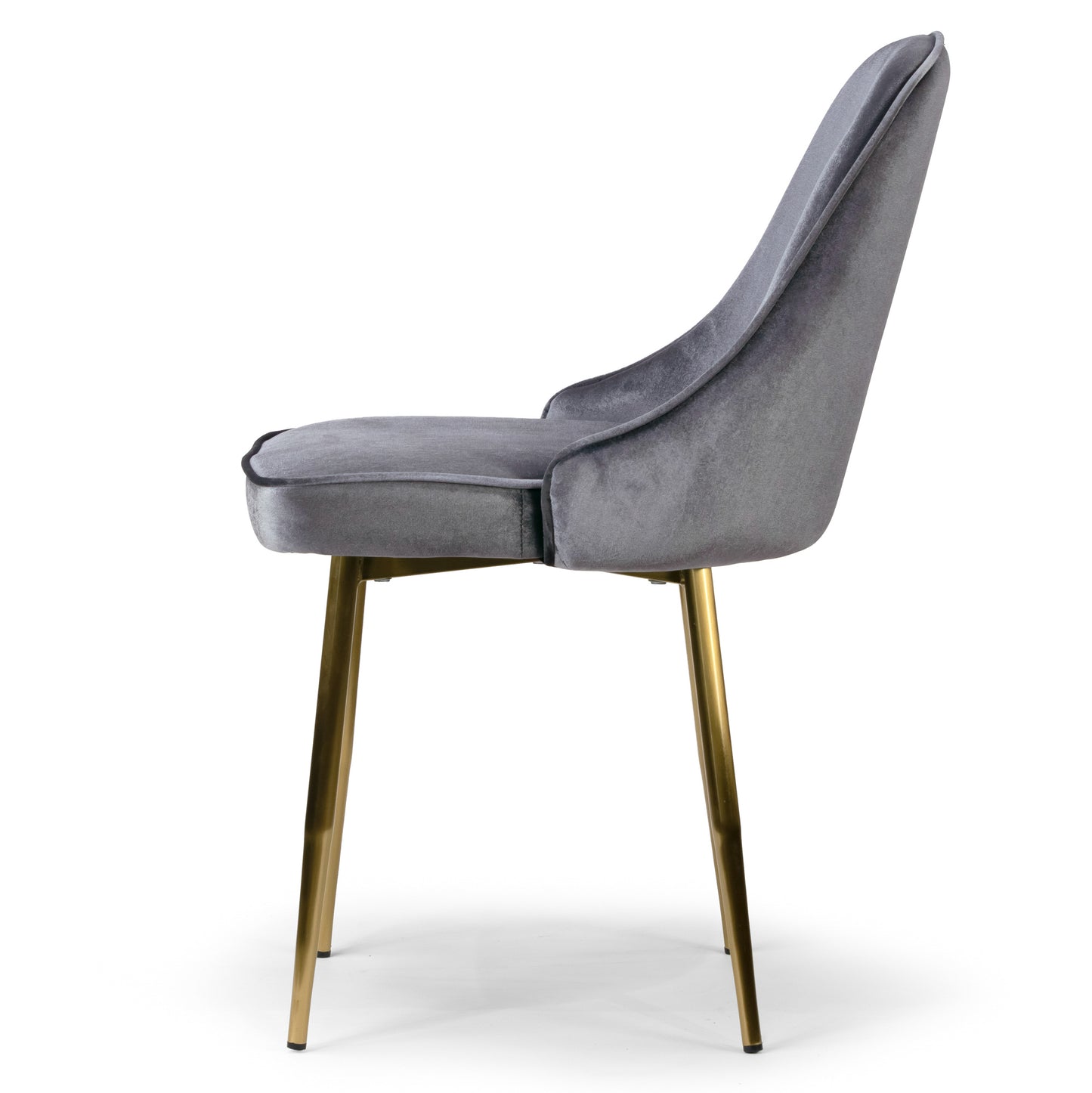 Set of 2 Alpha Sandy Brown Velvet Chair with Brushed Golden Steel Legs