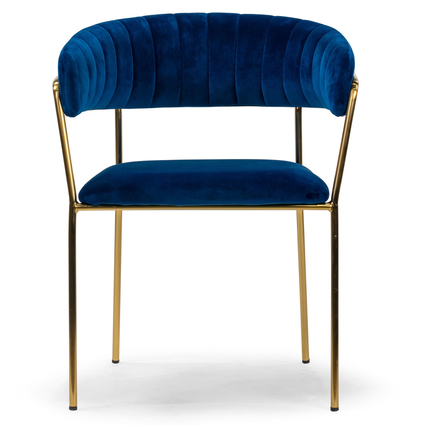 Set of 2 Anya Blue Velvet Arm Chair with Golden Metal Legs
