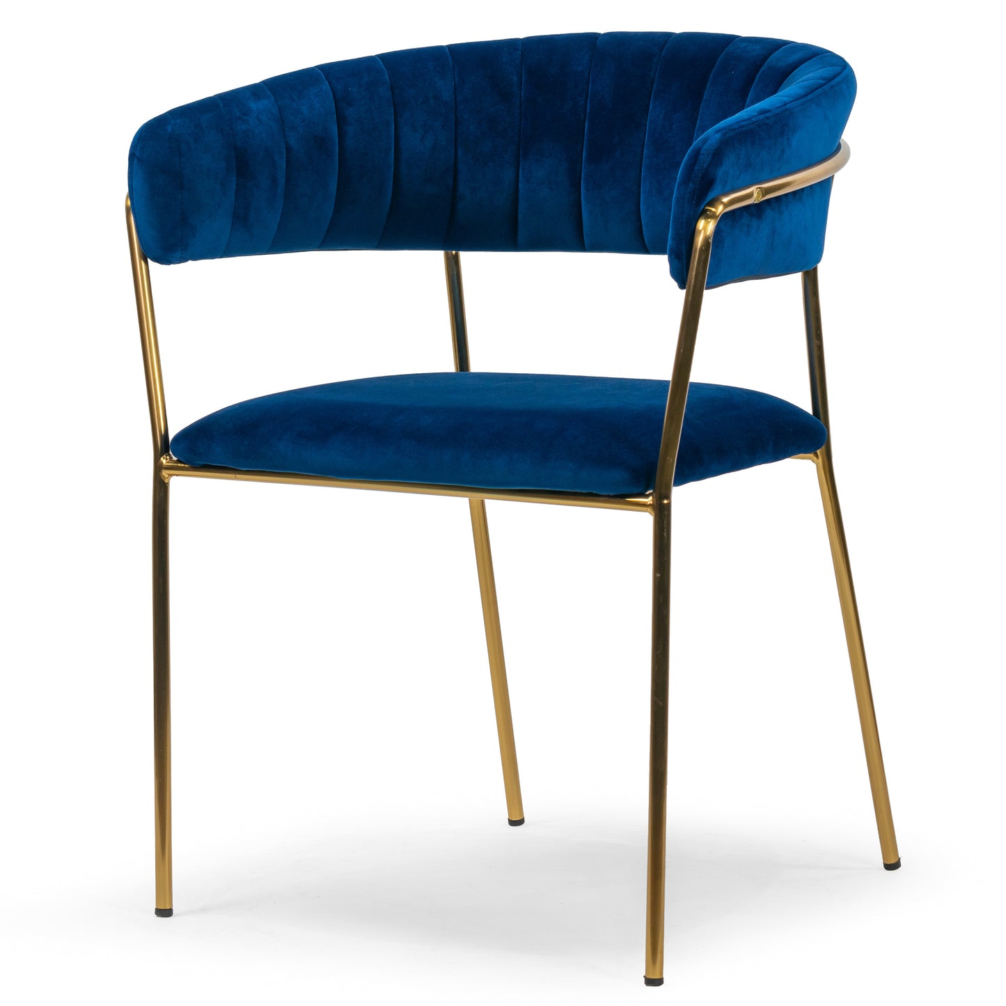 Set of 2 Anya Blue Velvet Arm Chair with Golden Metal Legs