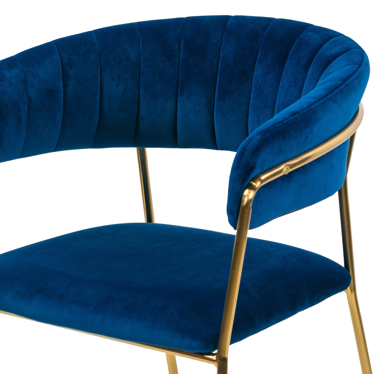 Set of 2 Anya Blue Velvet Arm Chair with Golden Metal Legs