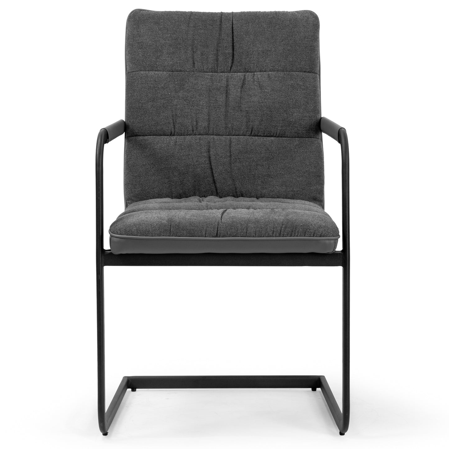Set of 2 Araya Grey Modern Fabric Arm Chair with Black Metal Legs