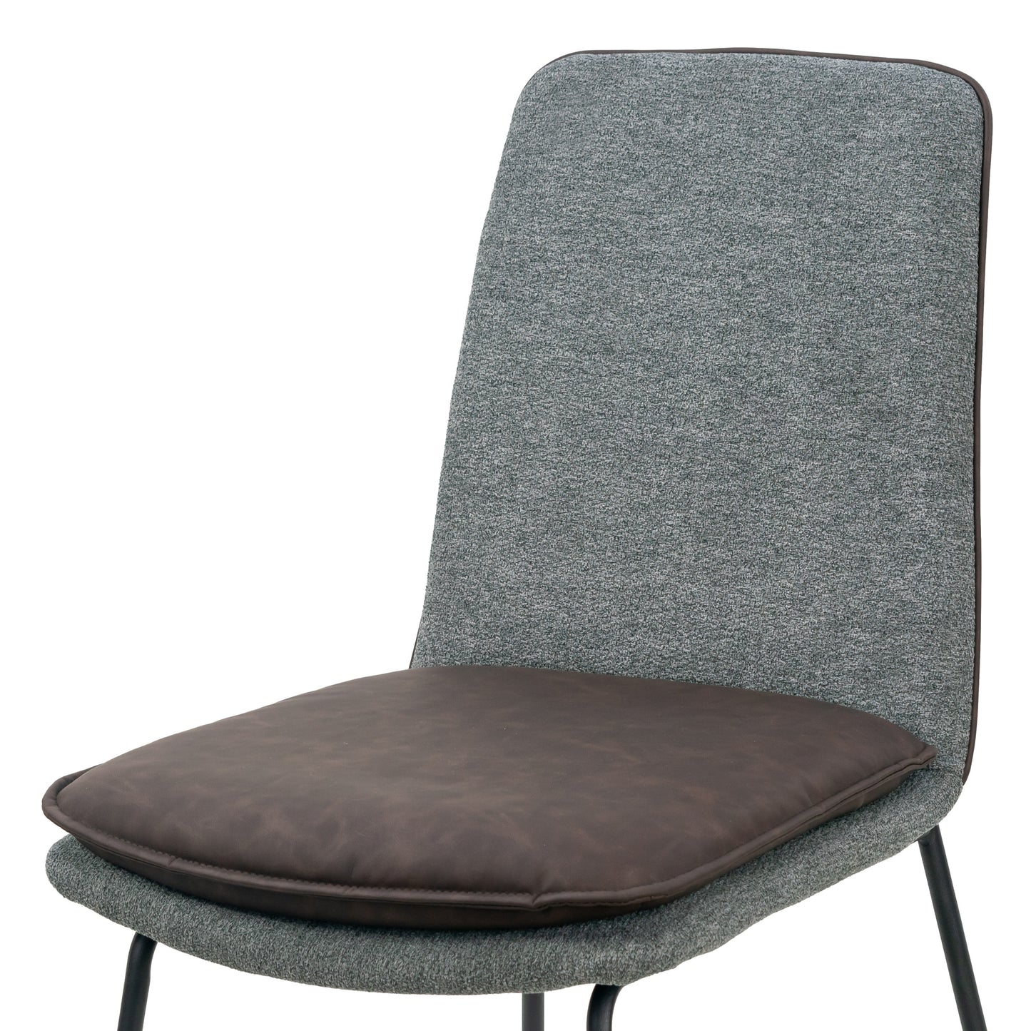 Set of 2 Arch Grey Fabric Dining Chair with Brown Cushion and Piping